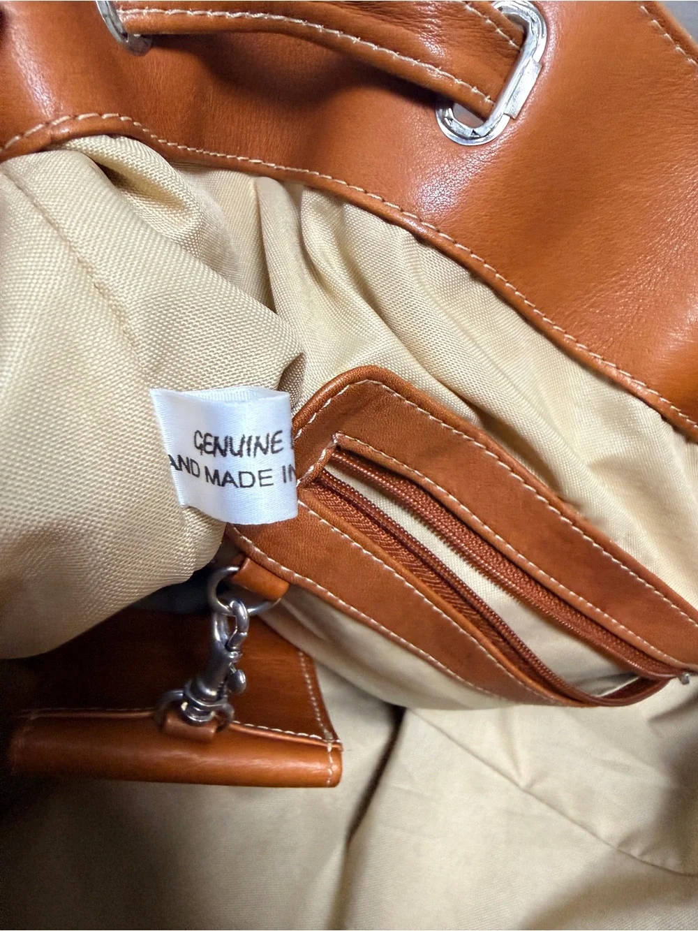Vintage 08 Collection Leather Canvas Drawstring Field Backpack Duffel Bag